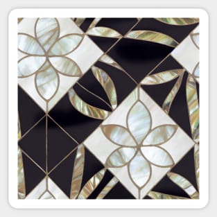 Black Onyx and Mother of Pearl Flowers - Seamless Floral Pattern Sticker